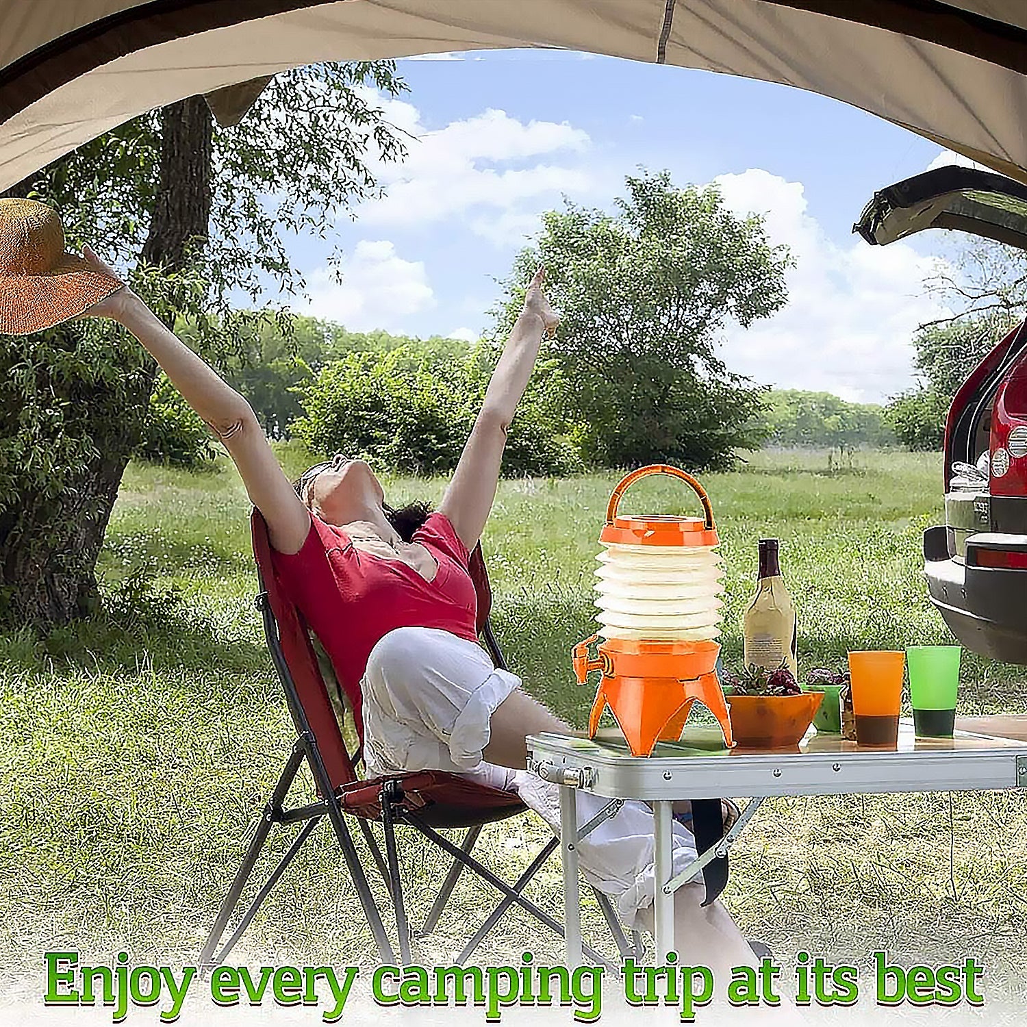 Plastic Collapsible Beverages Container with Tap Cold Drink Dispenser Folding Water Storage Water Jug Tank for Home and Outdoor Party Traveling Picnic (3.5 Litter/ Multicolor) Plastic Collapsible Beverages Container with Tap Cold Drink Dispenser Folding Water Storage Water Jug Tank for Home and Outdoor Party Traveling Picnic (3.5 Litter/ Multicolor)
